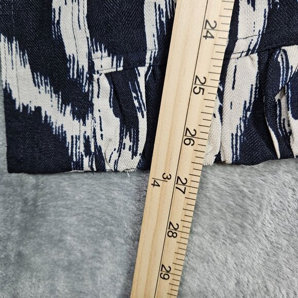 CJ Banks Blazer Womens 2X Blue White Ikat Open Front Ruffle Trim Preppy Jacket - Picture 9 of 9